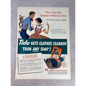 Vintage 1951 Tide Print Ad Mod MCM